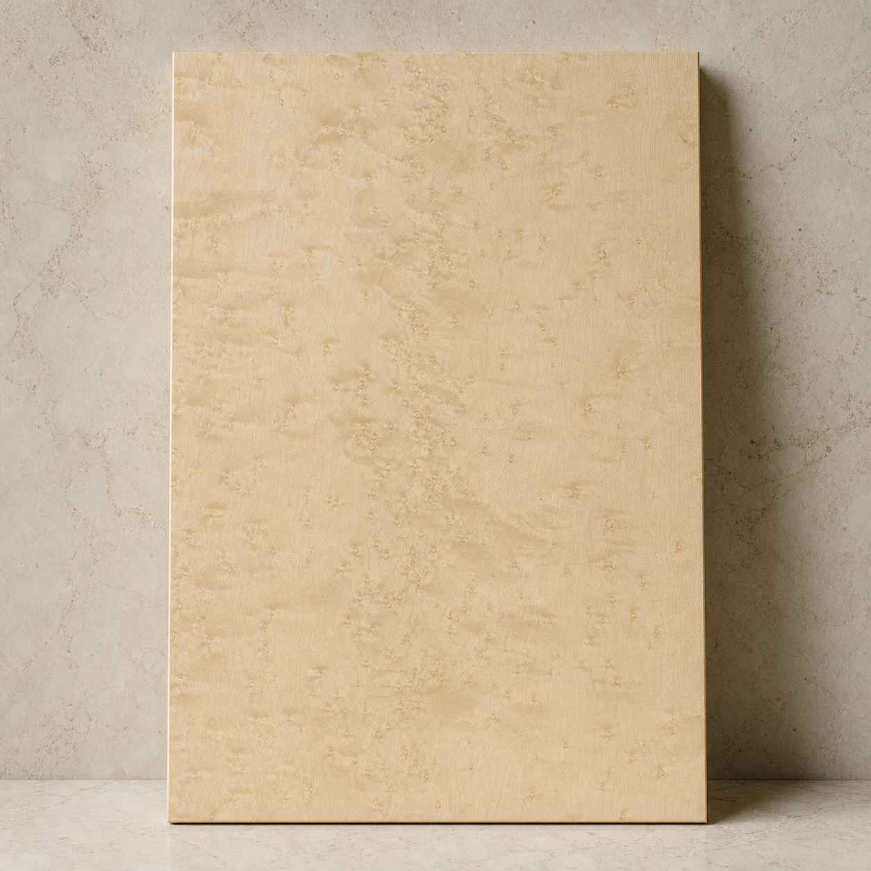 Concept macro study of creamy birdseye maple cabinetry
