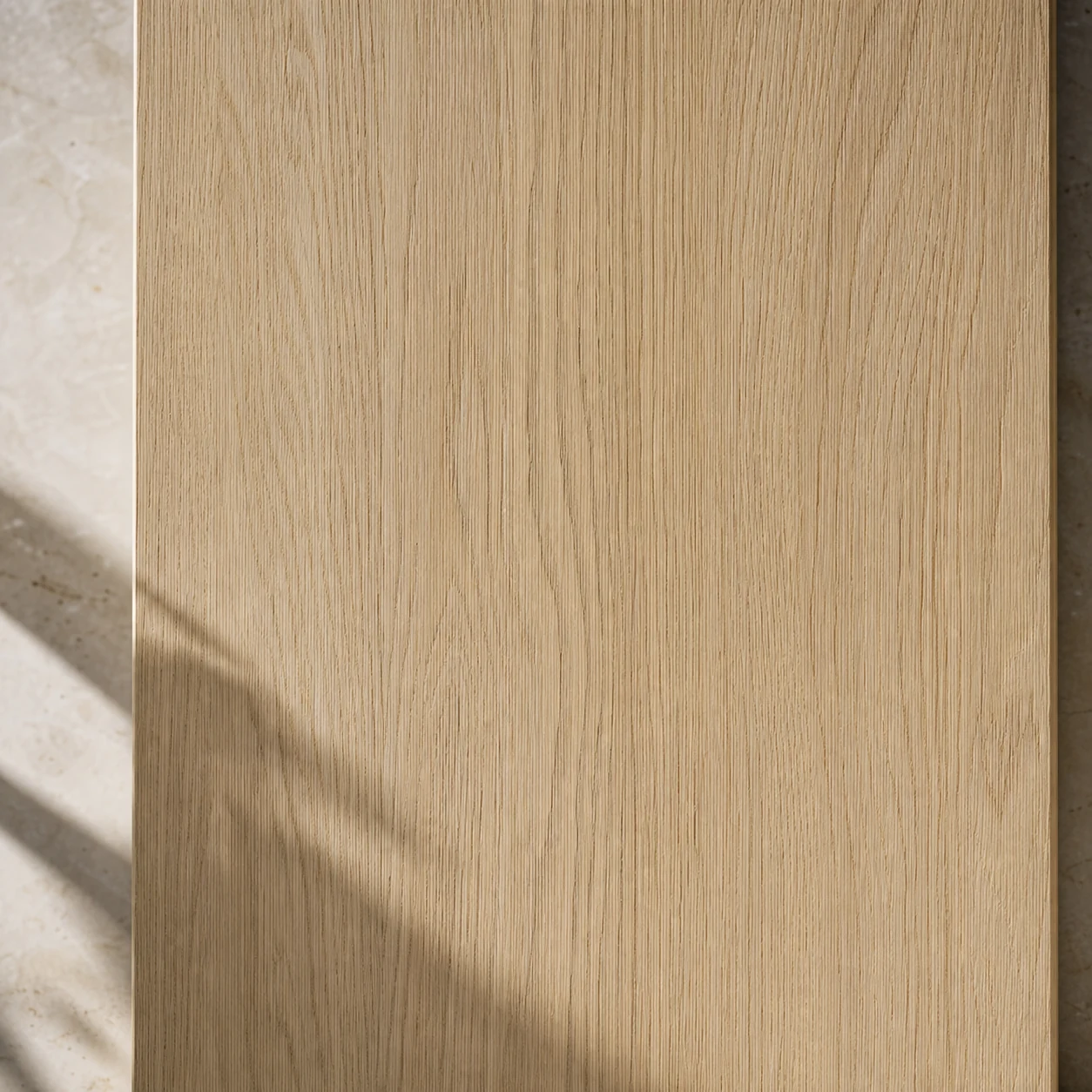 Concept macro study of neutral mid-tone deep-register oak cabinetry