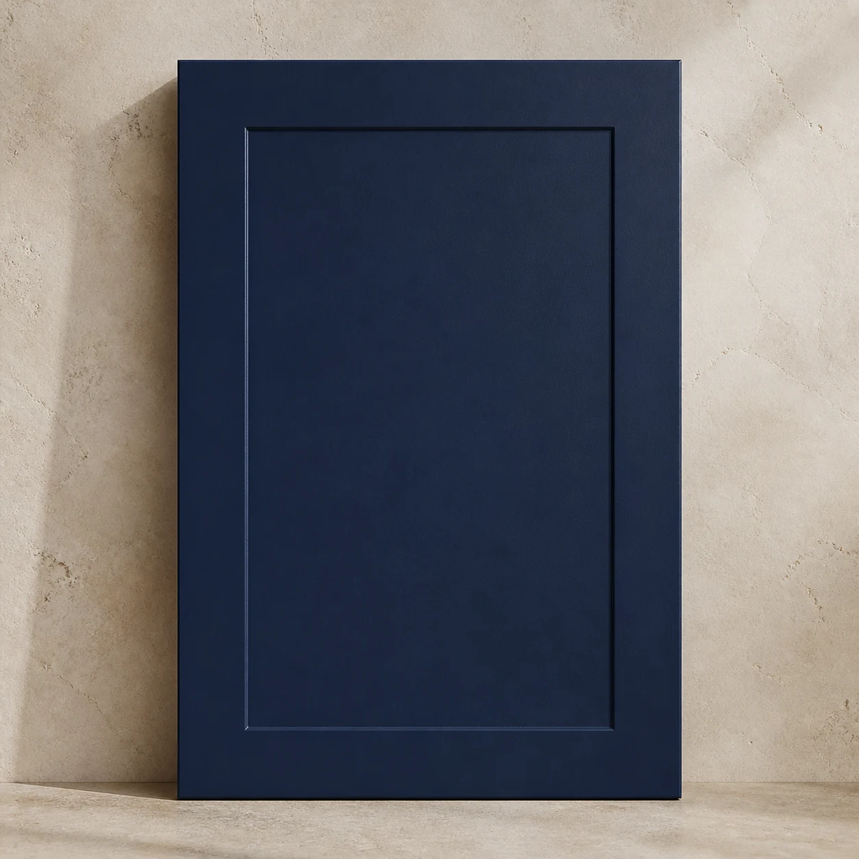 Concept macro study of deep coastal navy cabinetry