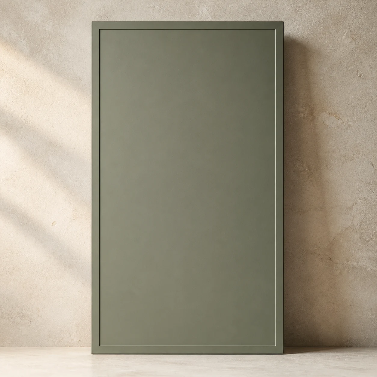 Concept macro study of muted eucalyptus sage cabinetry