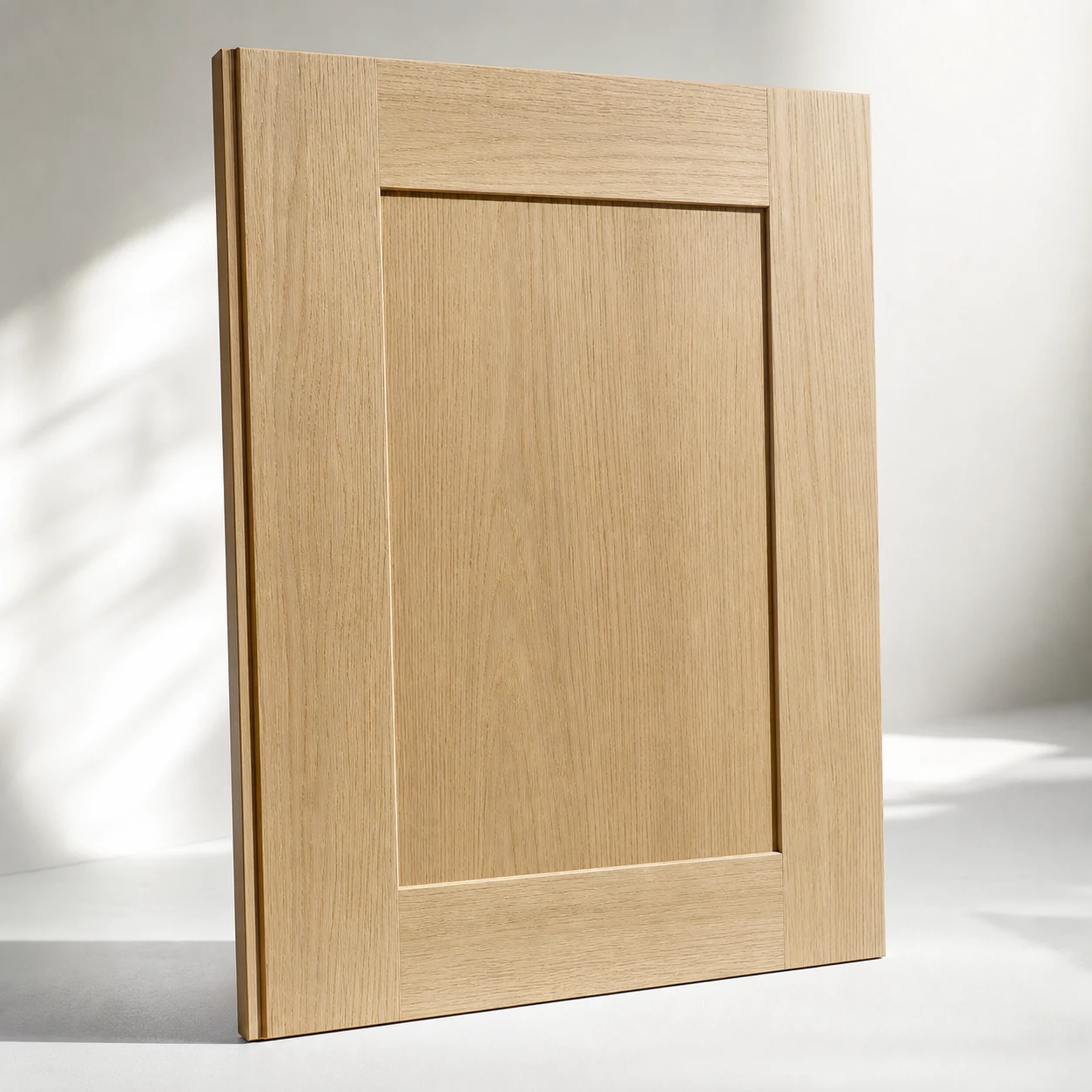 Concept macro study of pale sand oak cabinetry with tactile grain