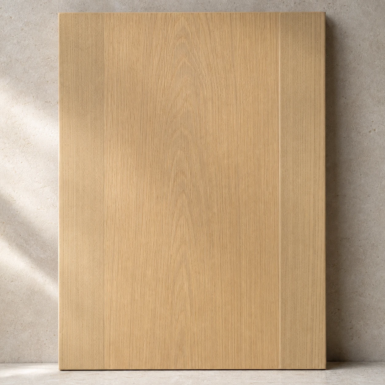 Concept macro study of pale quarter-sawn white oak cabinetry