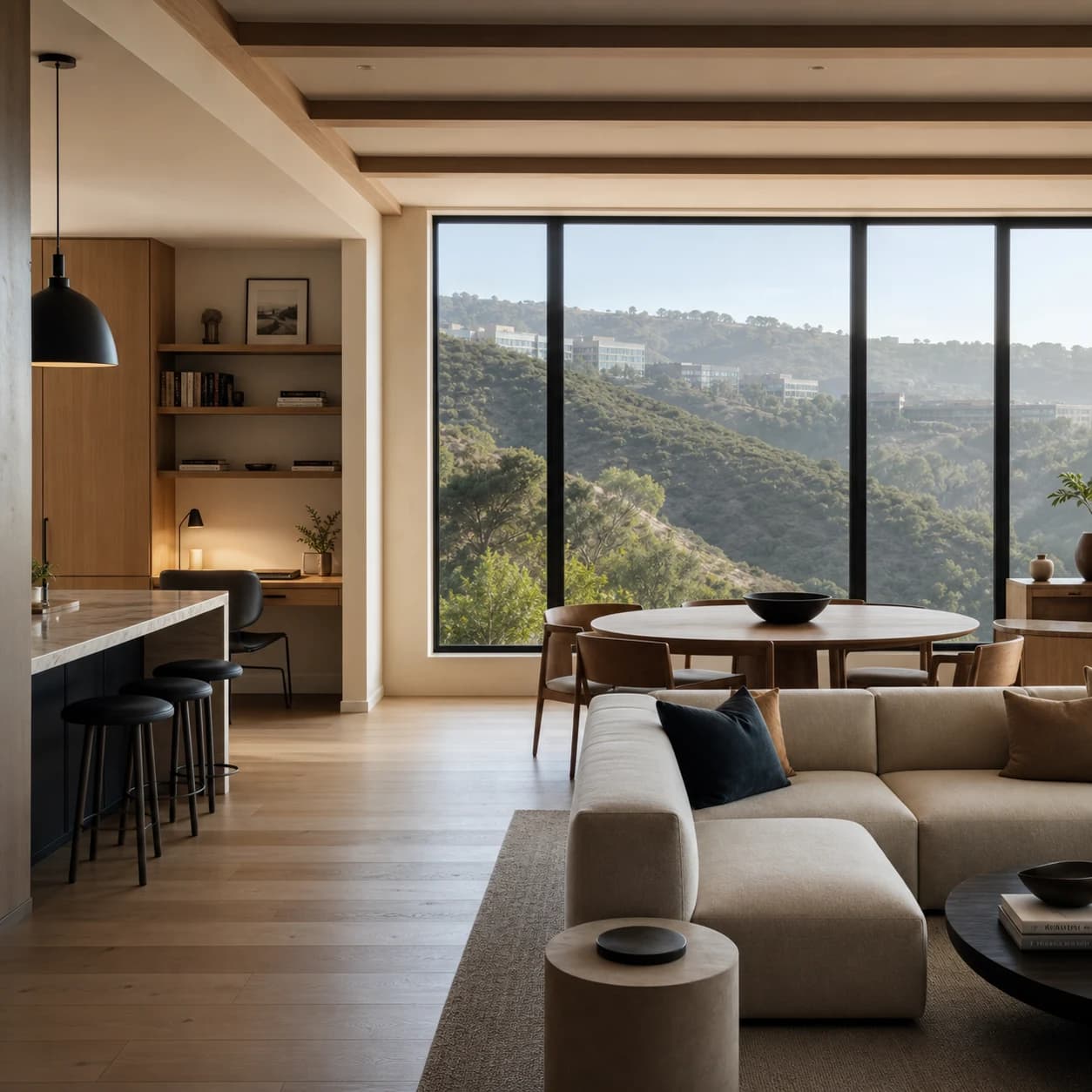 Contemporary Sorrento Valley interior overlooking chaparral canyons and research buildings