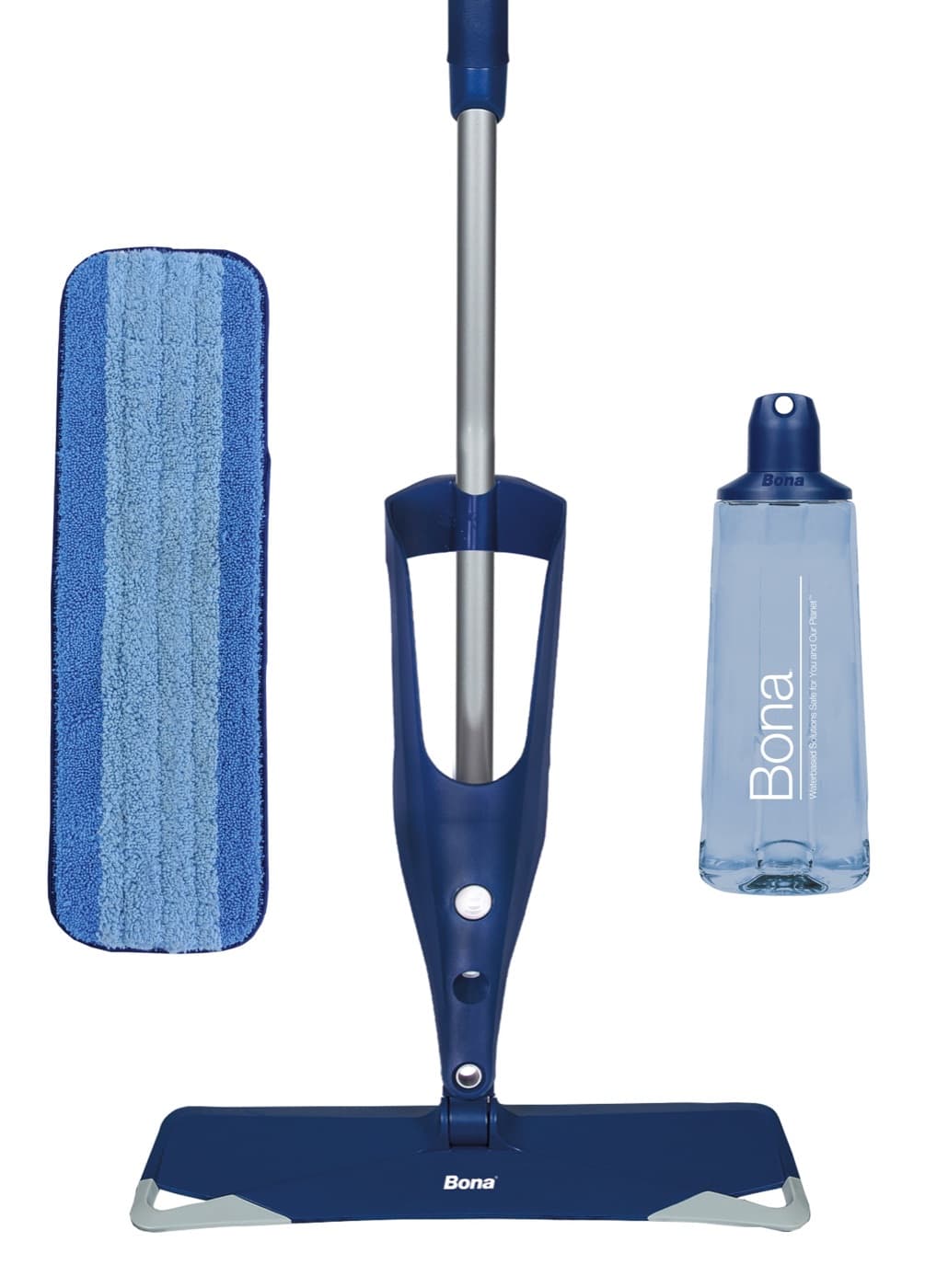 Bona hardwood floor cleaning kit: spray mop, cleaner cartridge and microfiber pad