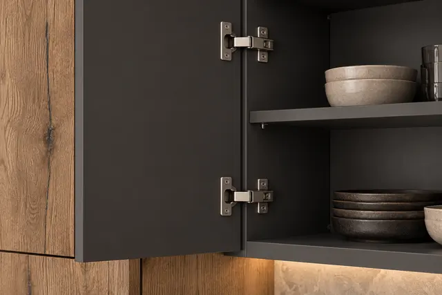 Plan beyond the door: close-up concept render of cabinet storage