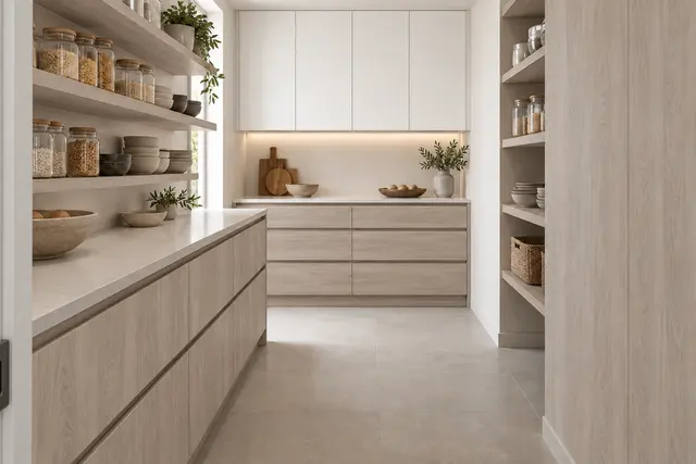Storage you can see: close-up concept render of cabinet storage